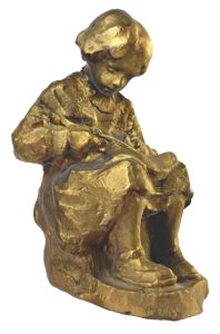 Girl Cutting Cloth (old gold)